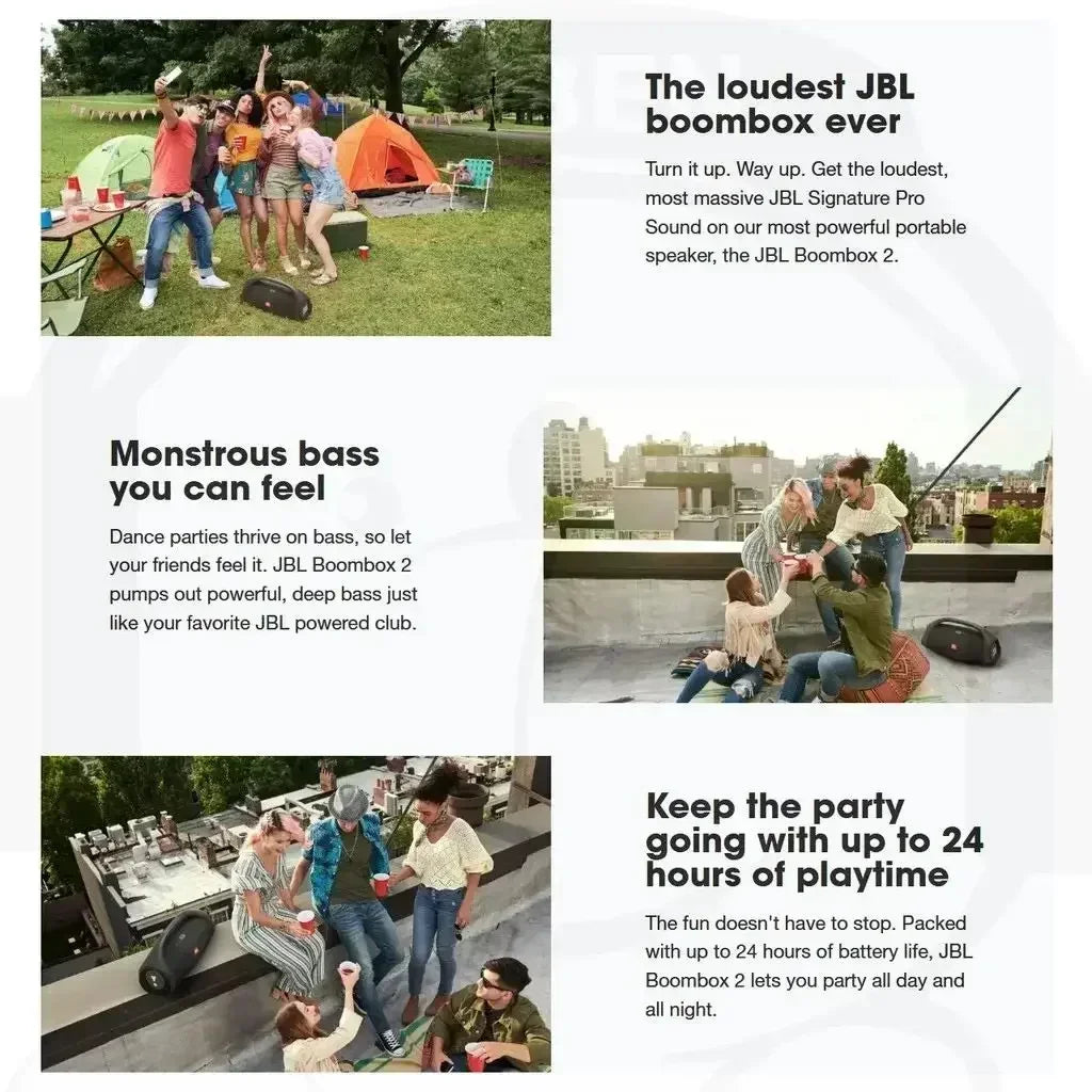 JBL Boombox 2 Portable Wireless Bluetooth Speaker Boombox Waterproof Loudspeaker Dynamics Music Subwoofer Outdoor Stereo ISEE Karaoke